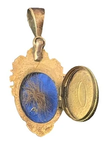 Pendentif 1900  Médaillon Porte-photo ou cheveux plaqué Or décor Fleurs - Picture 1 of 6