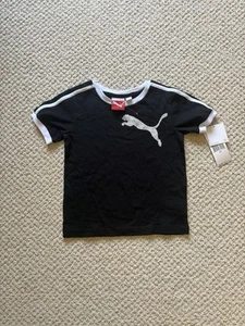 Puma Girls 4T Graphic Crew Neck Short Sleeve Black White T-Shirt Toddler NWT - Picture 1 of 4