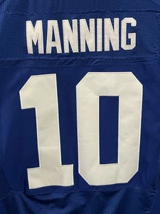 NIKE Eli Manning New York Giants NFL #10 Blue Jersey Size 44 With Captain Patch - Picture 1 of 7