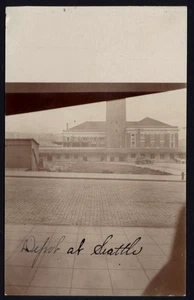 RPPC * DEPOT im SEATTLE Gebäude - Pferdewagen * Echtfoto nicht verschickt - Bild 1 von 3