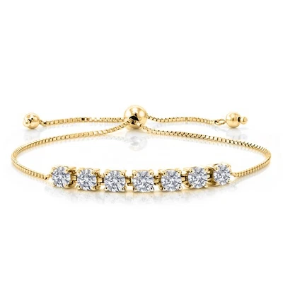 18K Yellow Gold Plated Silver Lab Grown Diamond Bracelet | 2.80 Ct | Round 4.5MM - Image 1 of 4