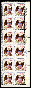 US Scott # 1596, Eagle and Shield, Plate Block (12) 1975 13¢ Stamps, MNH - Picture 1 of 1