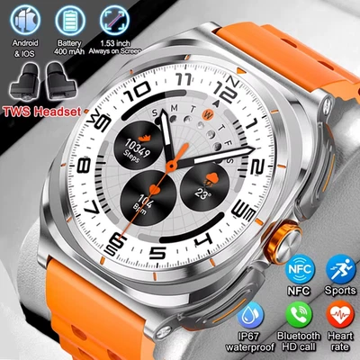 2025 Ultra Amélioré 2 en 1 avec Écouteur Smartwatch Bluetooth Appel Homme Montre GPS - Photo 1/4