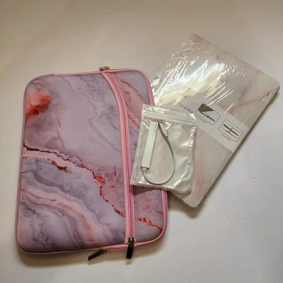 Estojo de transporte universal de neoprene mármore rosa 13 polegadas notebook capa dura - Imagem 1 de 4