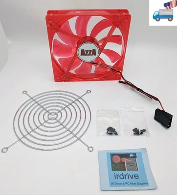 New AZZA Silent 140mm Red LED 4-pin Computer PC/Gaming Cooling Case Fan + Guard - Image 1 of 4