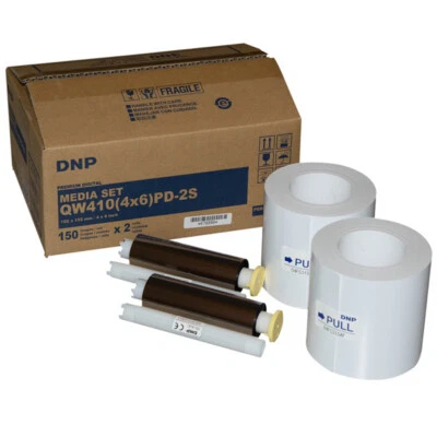 DNP QW410 4x6 ** PERFORATED ** Paper & Ink Ribbon Kit 150 2 sets (300 Prints) - Image 1 of 2