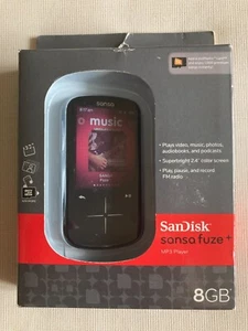 SanDisk Sansa Fuze+ Black 8GB Digital Media MP3 WMA Player SDMX20R-008GK-A57 NEW - Picture 1 of 3