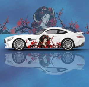 Custom Geisha Livery Racing Side Wrap; JDM Inspired Geisha Custom Decal Side - Foto 1 di 1