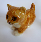 Winstanley Marmalade Cat Ceramic Hand Painted Glass Eyes Signed 11cm long Kitten