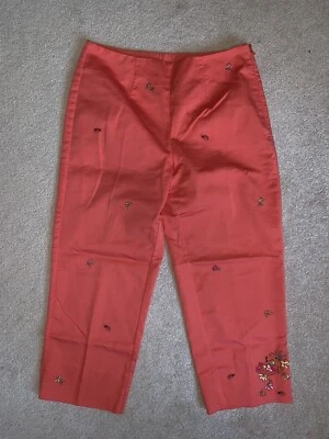 PANTALONES CAPRI / CROP - Requisitos - Mandarina - Ladybug/Bordado Floral - Talla 10 Foto 1 de 4