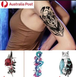 Men Women Temporary Arm Tattoo Sticker Waterproof Leg Fake Tattoos Body Art - Picture 1 of 34