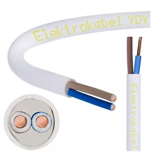 Elektrokabel Rundkabel YDY NYM-J 2x1 mm2 450/750V 5M 20M 100M Feuchtraumkabel - Bild 1 von 7