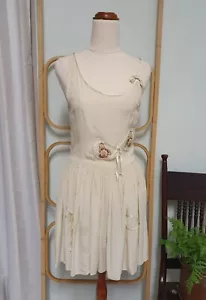 Vintage Y2k Kate Moss Topshop 100% Silk Cream Slip Flare Dress Size 8 - Picture 1 of 14
