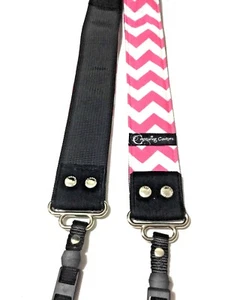 Capturing Couture Chevron Pink & White 1 1/2” wide x 30” long Camera Strap - Picture 1 of 5