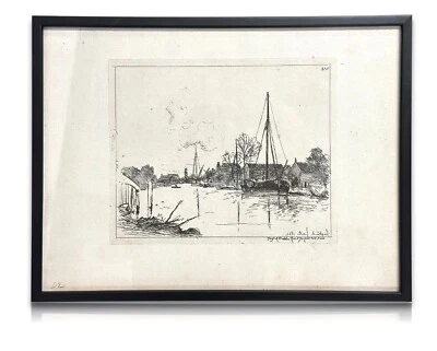 Johan Barthold Jongkind 1819-1891 - Radierung aus dem Jahr 1865 - 'Le Canal' - Bild 1 von 4