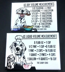 Dalmatian Dog Measuring Chart Magnet Set Kitchen Cooking and Baking Guide - Picture 1 of 12