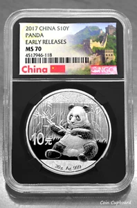 2017 - CHINA 10y - PANDA - NGC MS70 ER w/ Great Wall Label - Picture 1 of 2
