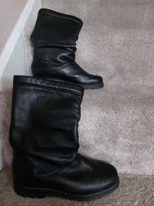 Ecco halbhohe schwarze Damenstiefel aus Kalbsleder mit flachen Sohlen UK 4 - Bild 1 von 11