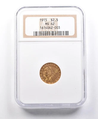 1915 $2.50 Indian Head Gold Quarter Eagle MS62 NGC *3236 - Image 1 of 3