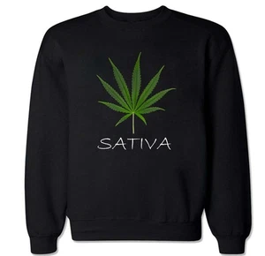 SATIVA LEAF INDICA JOINT HYDROPONIK WEED STUMPF ROLLER BONG OG RUNDHALSAUSSCHNITT PULLOVER - Bild 1 von 1