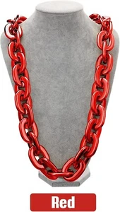 Red Hip Hop Large Acrylic Thick Plastic Cuban Link Chain Necklace 32in 80cm - Picture 1 of 8