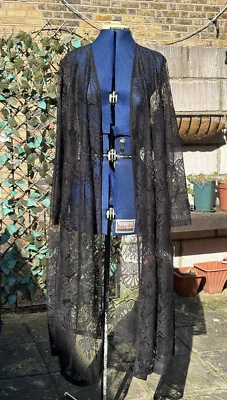 BNWT Asos Curve Black Lace Maxi Long Kimono Cover Up Jacket Size 24 - Image 1 of 4