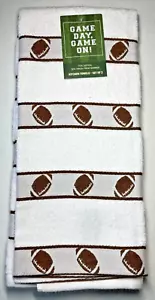 FOOD FRIENDS FOOTBALL KITCHEN TOWELS (2) FOOTBALL CREAM BROWN 100% COTTON NWT - Picture 1 of 2