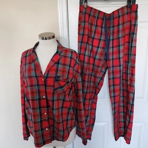 Victoria's Secret Pyjama-Set Pyjama Größe M rot blau kariert zweiteilig Pyjama - Bild 1 von 12