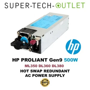 HP DL360 DL380 ML350 GEN9 500W Hot Swap Power Supply Unit 723595-101 754377-001 - Afbeelding 1 van 3
