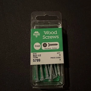 Hillman 5799 Steel Flat Head Phillips Wood Screws #8 X 2-1/2 Qty8 - Picture 1 of 4