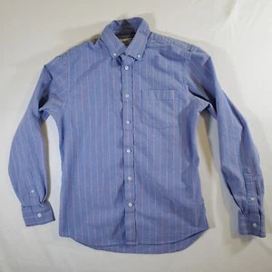 Old Navy Blue Salmon Pink Striped Everyday Slim - S Button-Up Dress Shirt Top - Picture 1 of 16