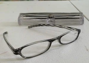 Slim Black Framed Reading Glasses Matching Case. +3.00 Great for Travel vacation - Picture 1 of 3
