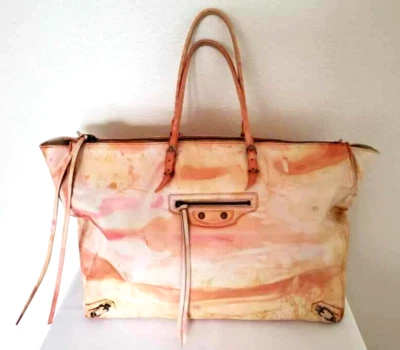 Balenciaga dyed graffiti giant papier A4 city bag tote pink white yellow orange - Image 1 of 4