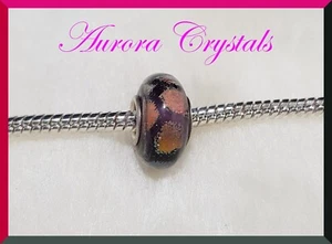 Purple Patches Dichroic Glass Charm . To Fit all 3.5mm European Snake Bracelets - Picture 1 of 6