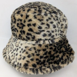 Sombrero cubo Everitt de colección piel sintética guepardo estampado de leopardo felpa hecho en EE. UU. Y2K - Imagen 1 de 9