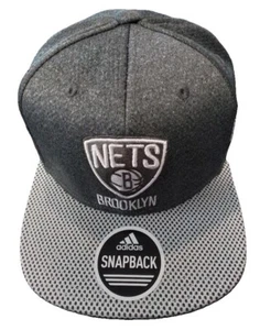 NY Brooklyn Nets Official NBA Adidas Snapback Hat / Gray & White Basketball Cap - Picture 1 of 10