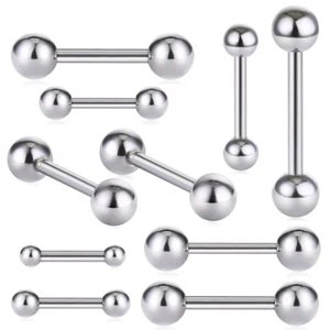 ZUNGE PIERCING STAB GERADE BAR BRUSTWARZE HELIX BAUCH EDELSTAHL SILBER HANTEL - Bild 1 von 1
