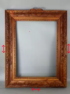 Cadre ancien bois sculpté 83x67 cm feuillure 61x46 cm - P10, C256 - Photo 1/15
