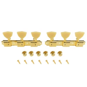 Kluson 3 on a Plate Deluxe Series Tuners Gold plastic butterfly KD-3P-GBBP - Picture 1 of 1