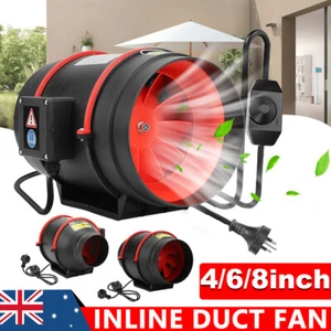 Durable 4" 6" 8" Silent Inline Fan for Industrial Duct Hydroponic Exhaust Vent - Picture 1 of 15