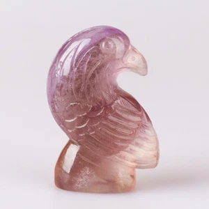 2.7" Natural Rainbow Fluorite Quartz Crystal Hand Carved Eagle Skull Carving 041 - Picture 1 of 4