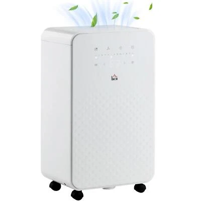HOMCOM 12L/Day Protable Quiet Air Dehumidifier with Purifier Timer 5 Modes White - Image 1 of 4