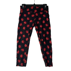 Eh! Leggings recortados de hoja de arce para mujer pequeños negros rojos Canadá otoño canadiense - Imagen 1 de 8