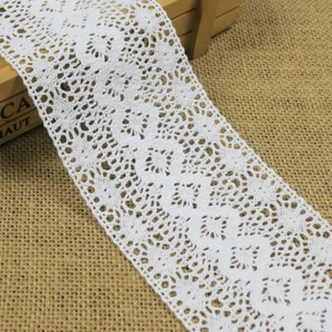 White Cotton Crochet Lace Trim Embroidery 8.5cm,3.5inches width length choice - Picture 1 of 4