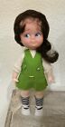 Vintage Herman Pecker & Co Doll With Green Dress & Brown Hair with Tag #1006