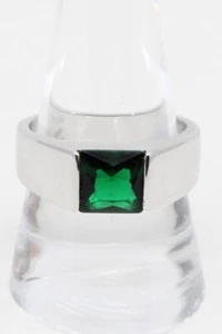 mens ring lab created emerald size 10 silver 925 - Picture 1 of 3