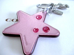 Portachiavi Coach in pelle gioiello rosa stella portachiavi borsa ciondolo NUOVO - Foto 1 di 5