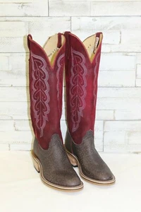 Olathe Men's Custom Boots Grey Bison Leather Pull On Western Style 256105 - Picture 1 of 1