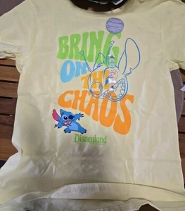 Disney Parks Stitch Bring on the Chaos Tshirt Yellow Youth Lg  NWT - Picture 1 of 3