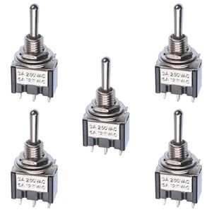 5 x On-Off-(On) Momentary Mini Toggle Switch Miniature SPDT - Picture 1 of 1
